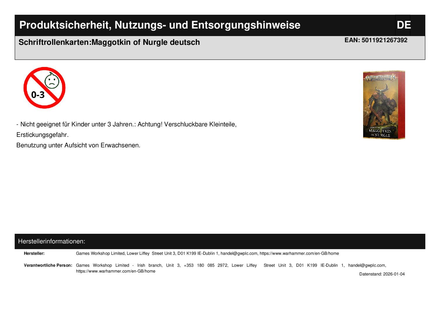 Schriftrollenkarten:Maggotkin of Nurgle deutsch