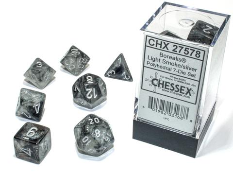 Chessex Borealis Polyhedral Light Smoke/silver Luminary 7-Die Set