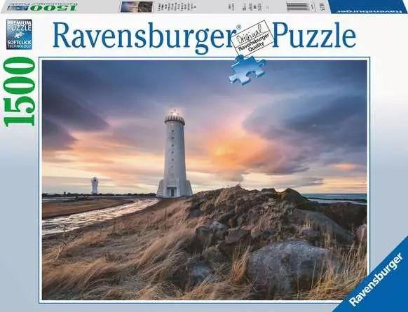 Puzzle: Magische Stimmung über dem Leuchtturm von Akranes, Island (1500 Teile)