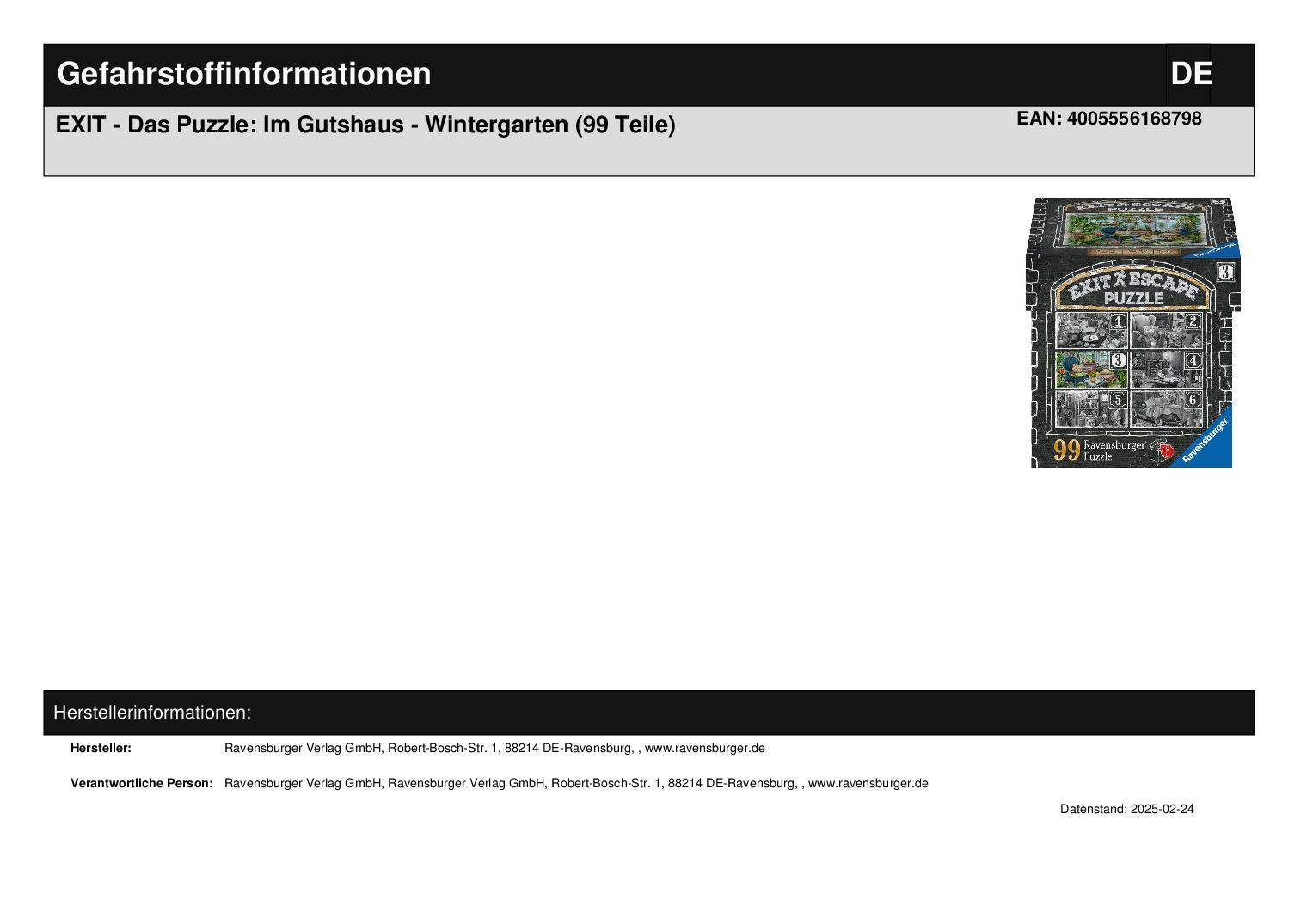 EXIT - Das Puzzle: Im Gutshaus - Wintergarten (99 Teile) EXIT - Das Puzzle: Im Gutshaus - Wintergarten (99 Teile)
