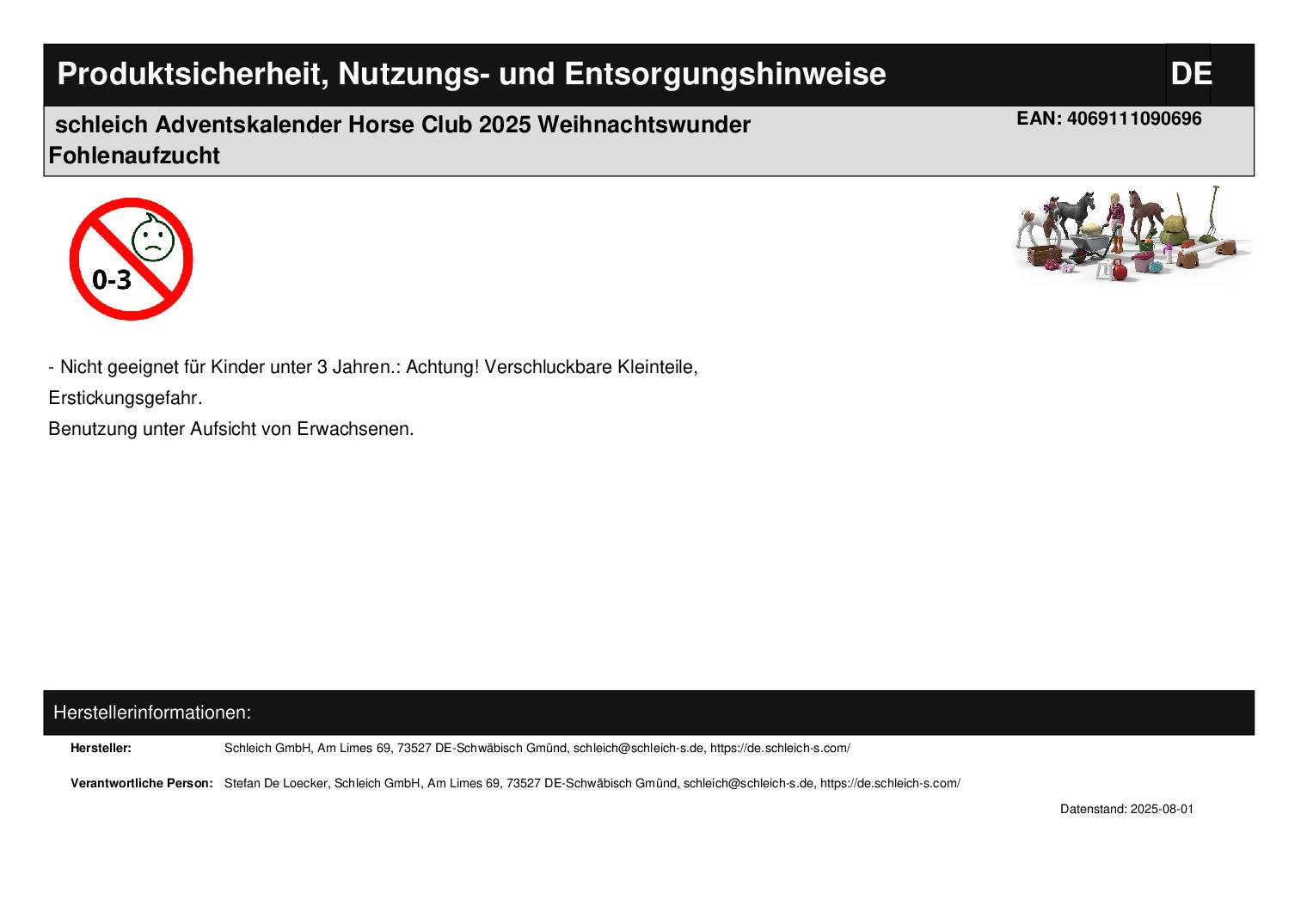 schleich Adventskalender Horse Club 2025 Weihnachtswunder Fohlenaufzucht schleich Adventskalender Horse Club 2025 Weihnachtswunder Fohlenaufzucht