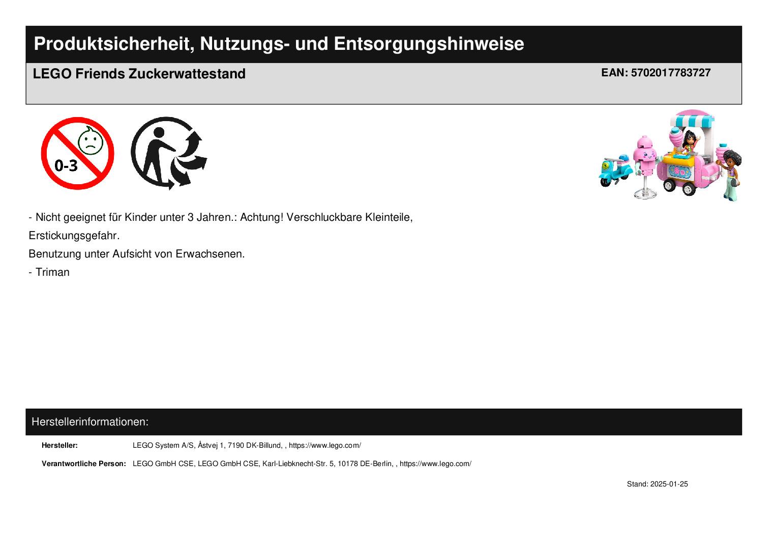 LEGO Friends Zuckerwattestand LEGO Friends Zuckerwattestand