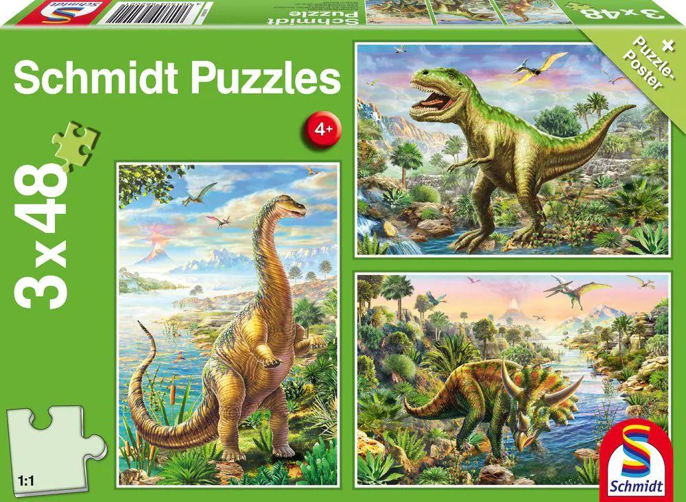 Puzzle: Abenteuer mit den Dinosauriern  (3x48 Teile)