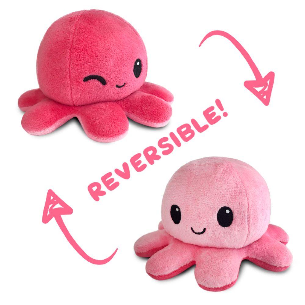 Reversible Octopus Plushie [Happy + Winky] [Light Pink+ Pink]