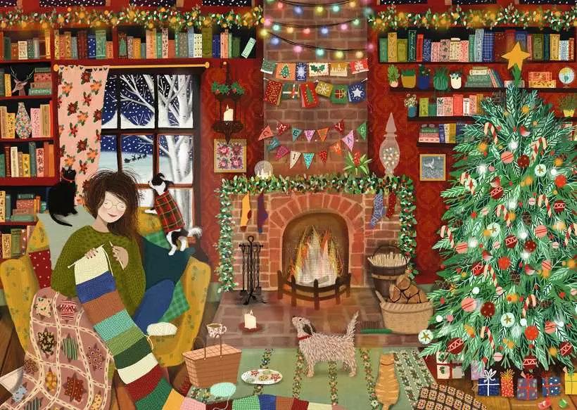 Puzzle 1000 Teile: Besinnliche Weihnachten zu Hause *B-Ware*