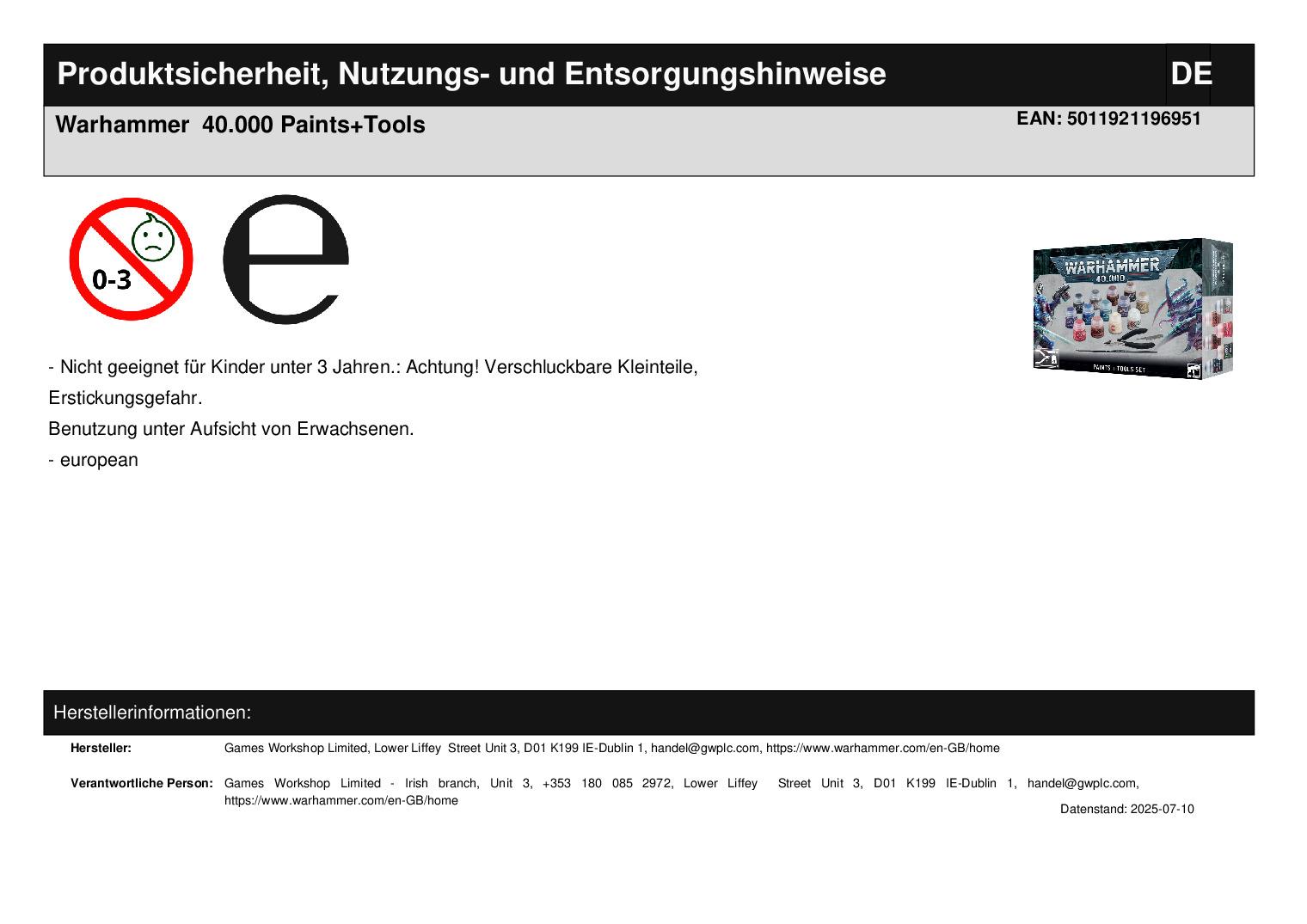 Warhammer  40.000 Paints+Tools Warhammer  40.000 Paints+Tools