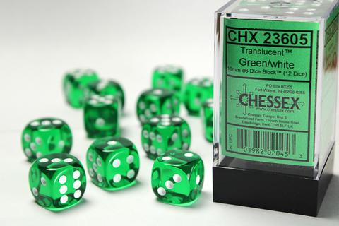 Chessex W6x12 Translucent: green / white Chessex W6x12 Translucent: green / white