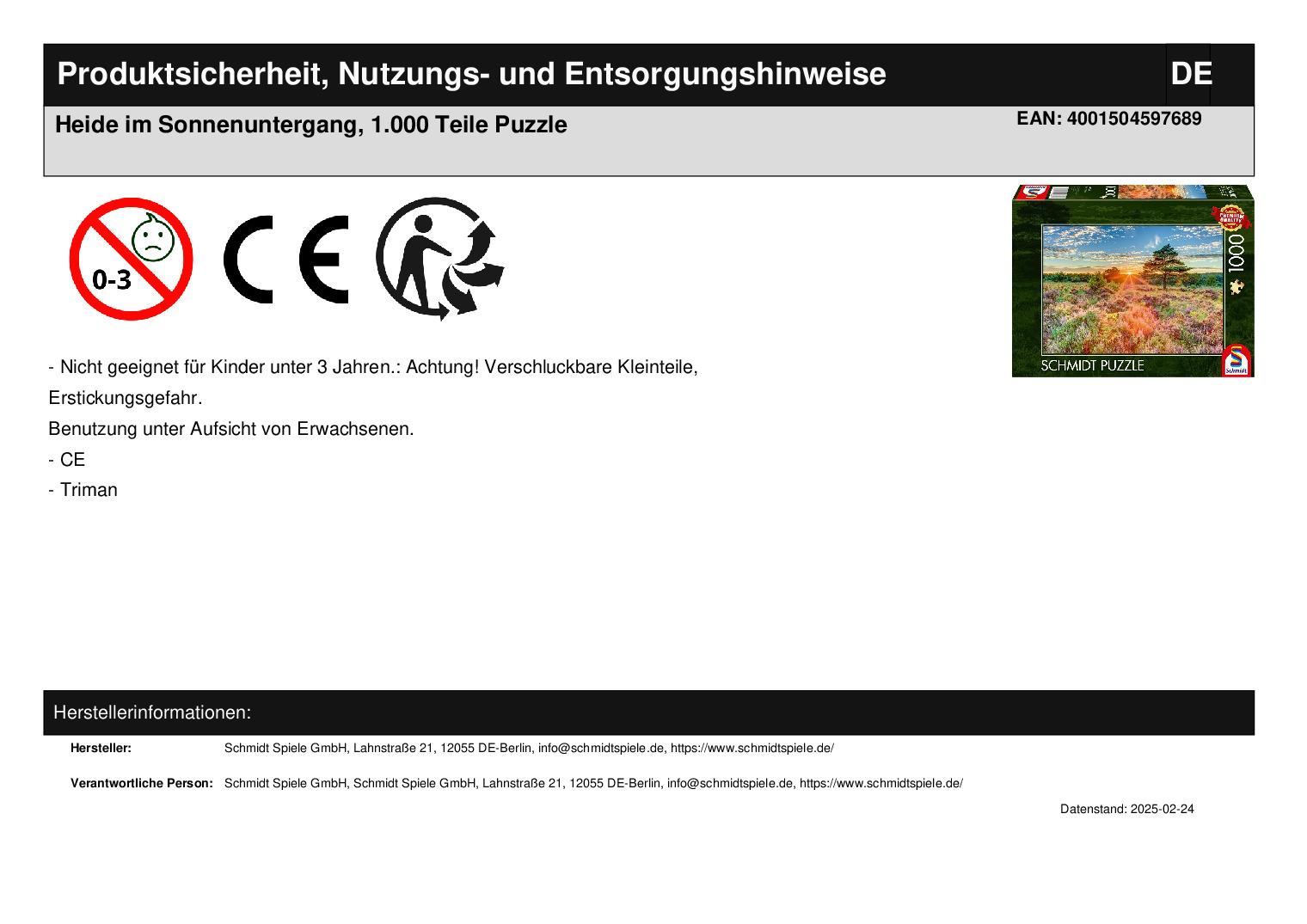 Heide im Sonnenuntergang, 1.000 Teile Puzzle