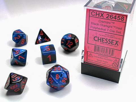 Chessex 7-er Mix Gemini: black starlight / red