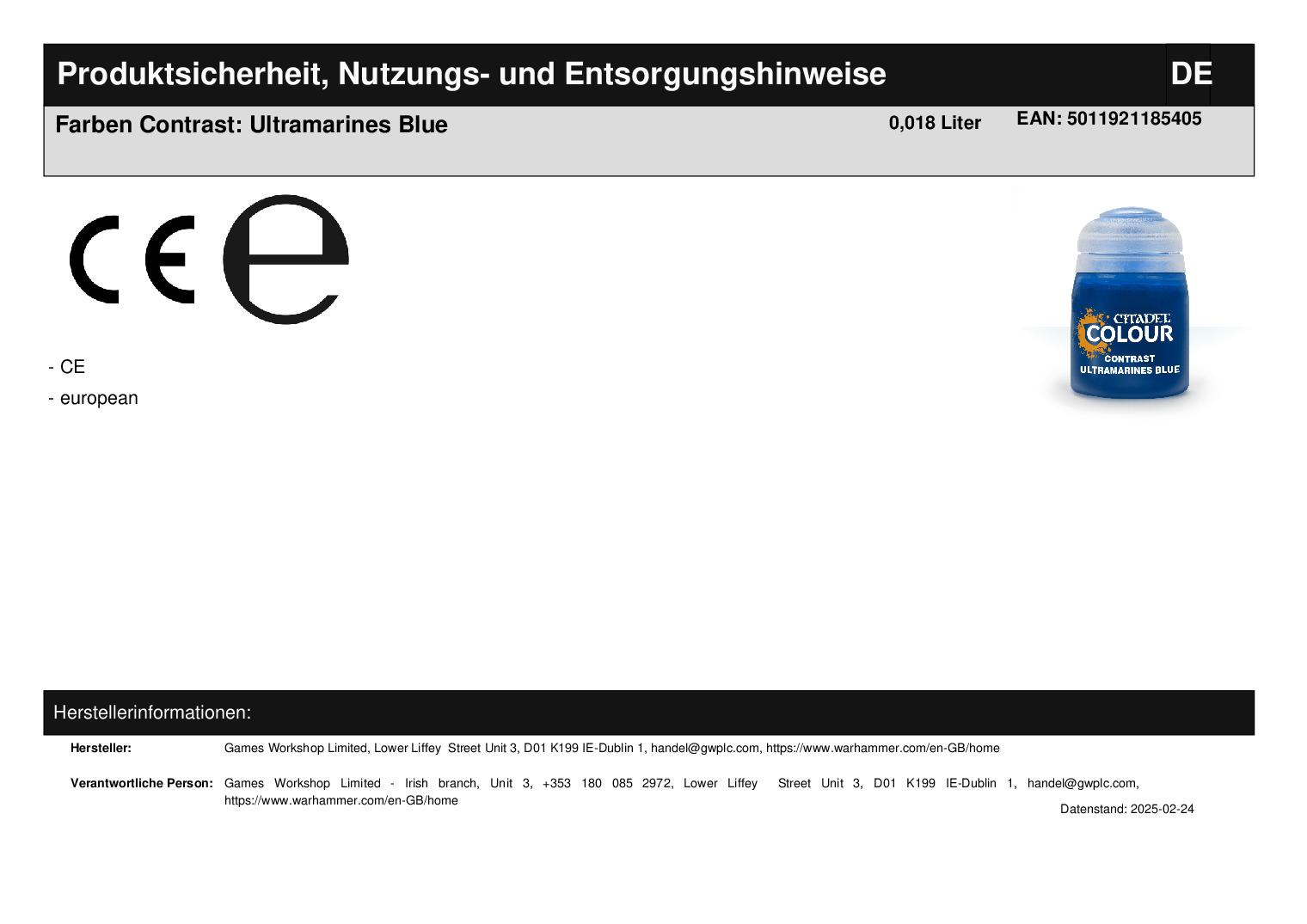 Farben Contrast: Ultramarines Blue