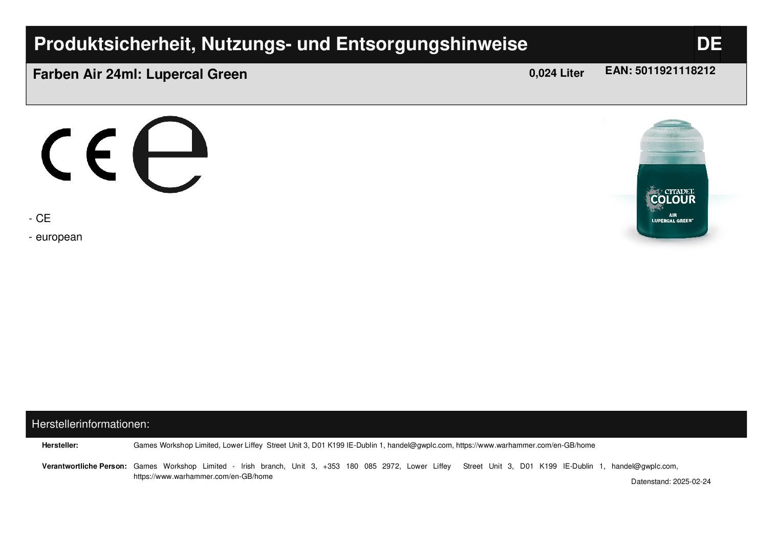 Farben Air 24ml: Lupercal Green
