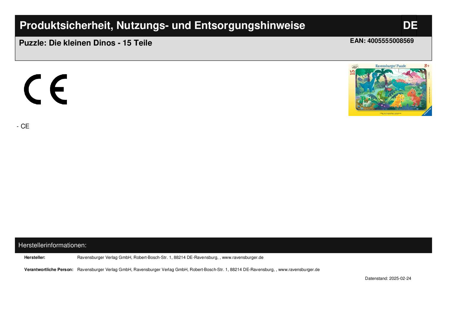 Puzzle: Die kleinen Dinos - 15 Teile