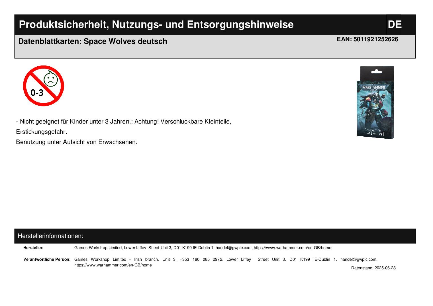 Datenblattkarten: Space Wolves deutsch Datenblattkarten: Space Wolves deutsch