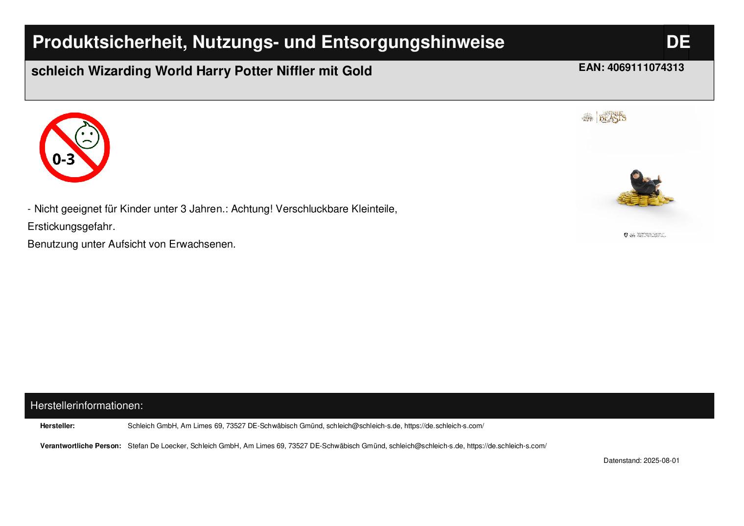 schleich Wizarding World Harry Potter Niffler mit Gold schleich Wizarding World Harry Potter Niffler mit Gold