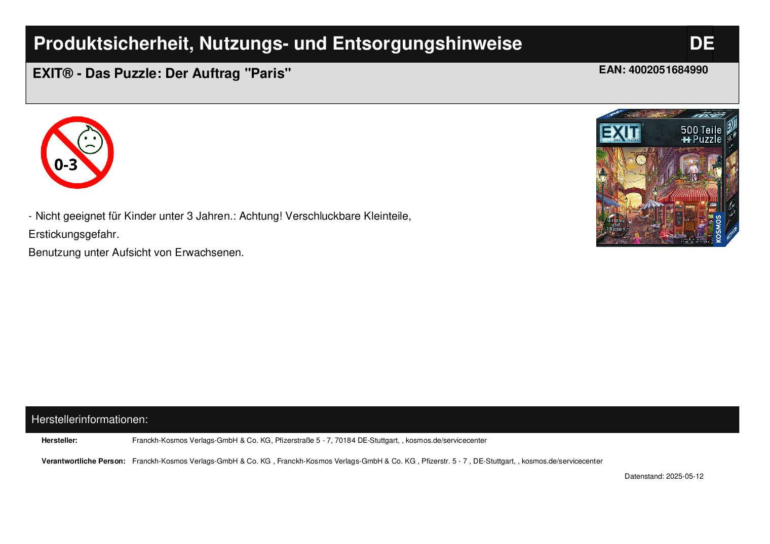 EXIT® - Das Puzzle: Der Auftrag "Paris"