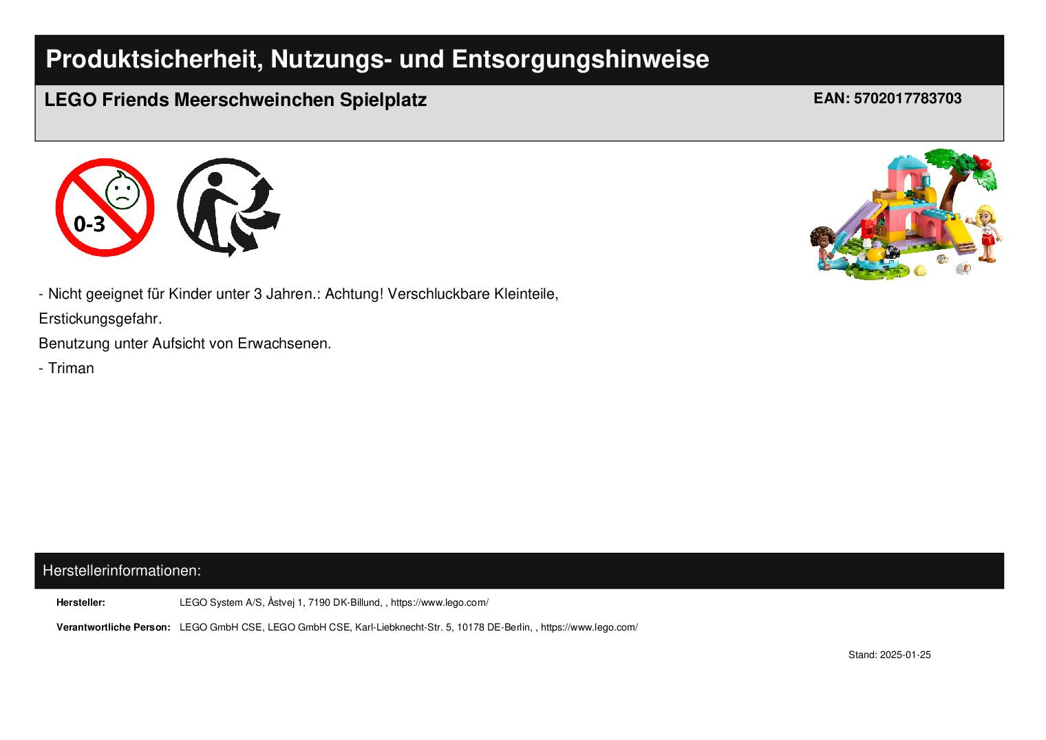 LEGO Friends Meerschweinchen Spielplatz