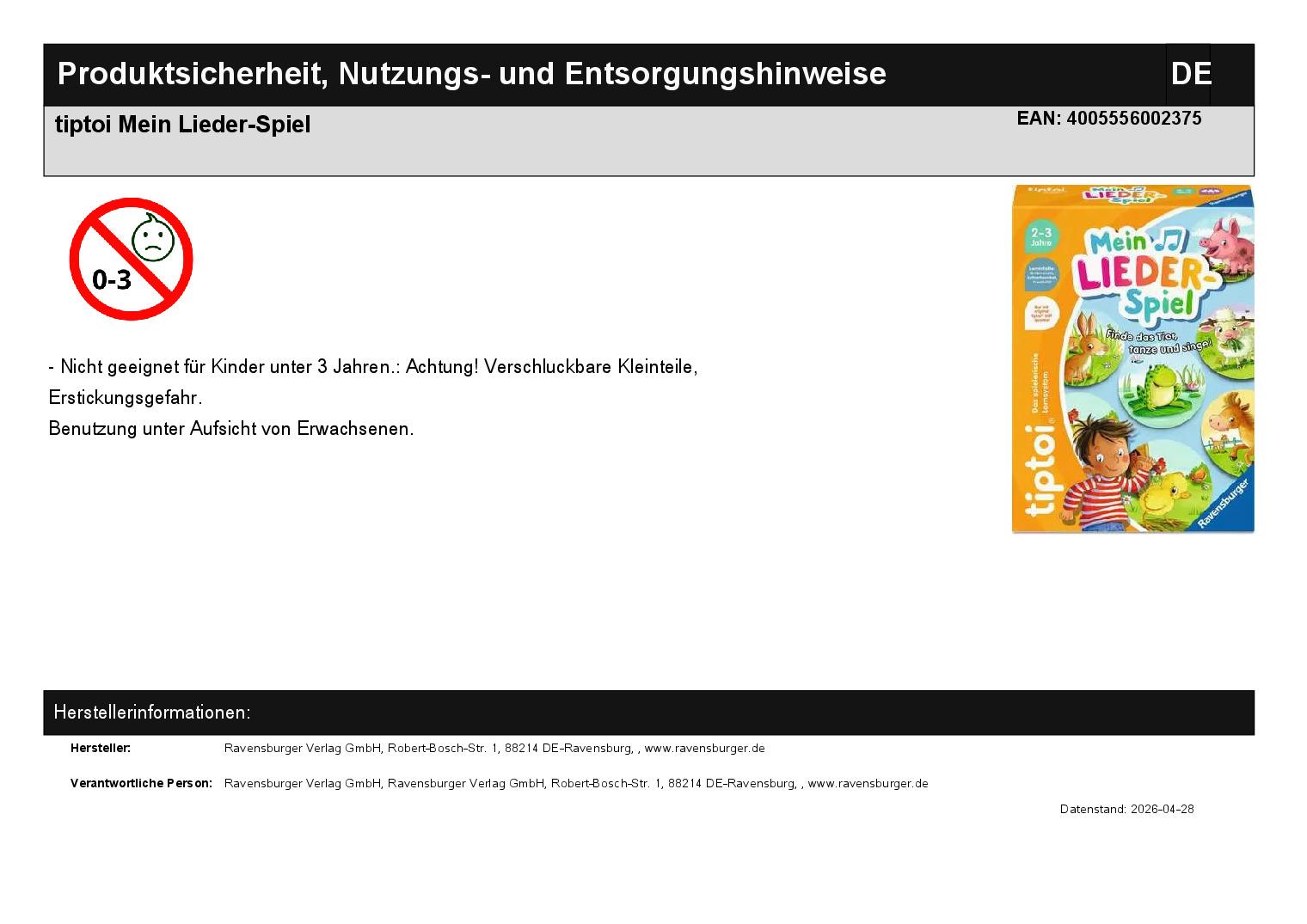 tiptoi Mein Lieder-Spiel