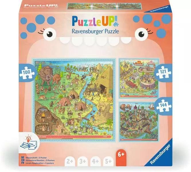 Kinderpuzzle ab 6 Jahren - Geschichte - Steinzeit, Altes Rom, Mittelalter - 100 + 121 + 144 Teile