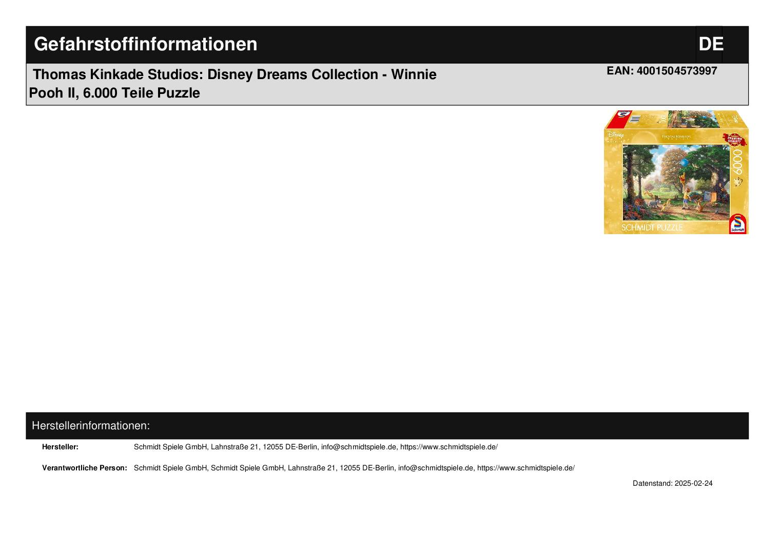 Thomas Kinkade Studios: Disney Dreams Collection - Winnie Pooh II, 6.000 Teile Puzzle