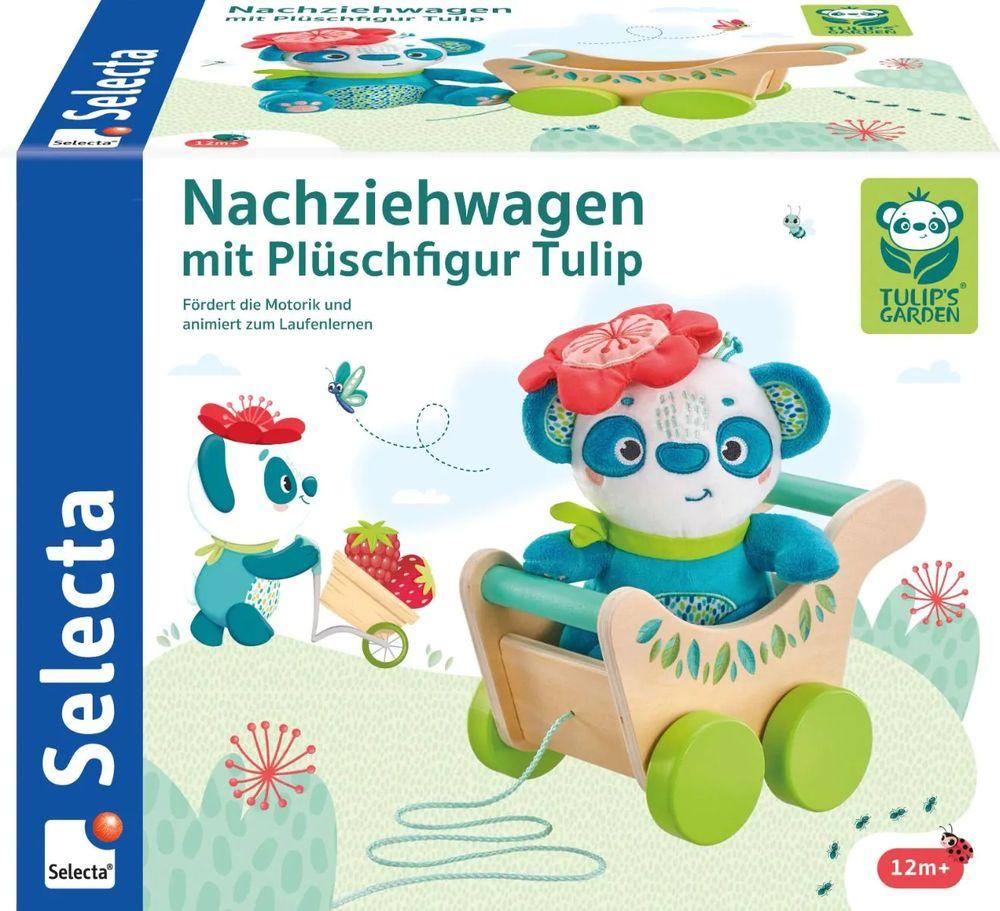 Soft Toy: Nachziehwagen mit Plüschfigur Tulip, 21 cm Soft Toy: Nachziehwagen mit Plüschfigur Tulip, 21 cm