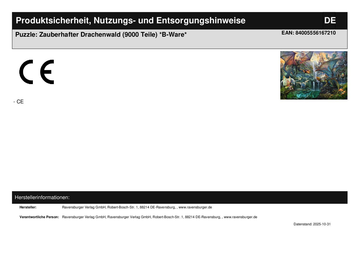 Puzzle: Zauberhafter Drachenwald (9000 Teile) *B-Ware* Puzzle: Zauberhafter Drachenwald (9000 Teile) *B-Ware*