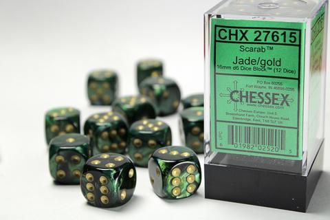 Chessex Würfel W6x12 Scarab: Jade/gold Chessex Würfel W6x12 Scarab: Jade/gold