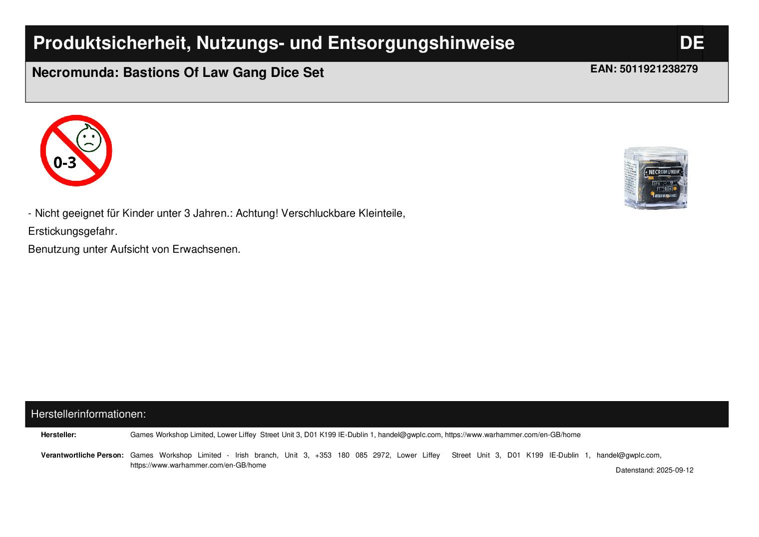 Necromunda: Bastions Of Law Gang Dice Set Necromunda: Bastions Of Law Gang Dice Set