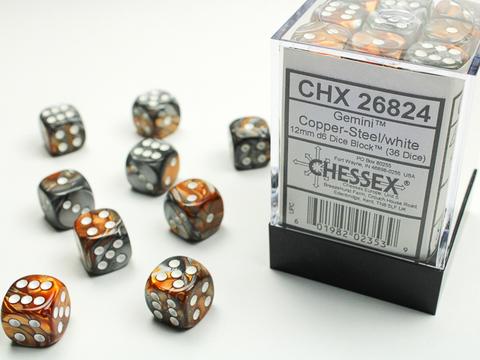 Chessex Würfel W6x36 Gemini: copper-steel / white Chessex Würfel W6x36 Gemini: copper-steel / white