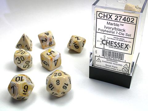 Chessex 7-er Mix Marble: ivory / black