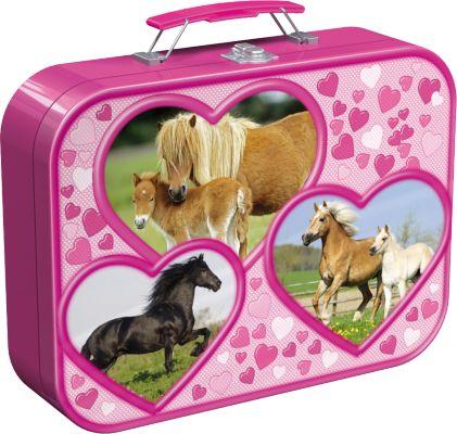 Puzzle-Box im Metallkoffer Pferde