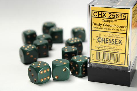 Chessex W6x12 Opaque: dusty-green / gold