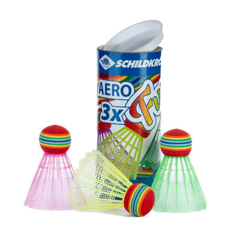 SK Badminton Ball AERO FUN, 3er Dose, farbig gemischt 3 Stück farbige Kunststoff Soft-Federbälle aus EVA-PE