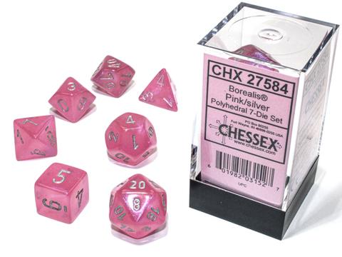 Chessex Borealis Polyhedral Pink/silver Luminary 7-Die Set Chessex Borealis Polyhedral Pink/silver Luminary 7-Die Set