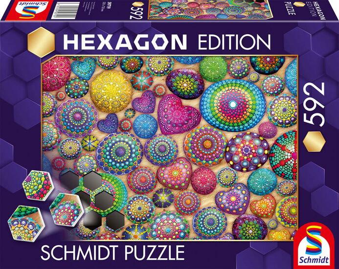 Hexagon-Puzzle 592 Teile: Mandala-Steine