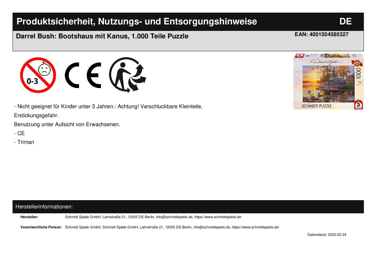 Darrel Bush: Bootshaus mit Kanus, 1.000 Teile Puzzle Darrel Bush: Bootshaus mit Kanus, 1.000 Teile Puzzle