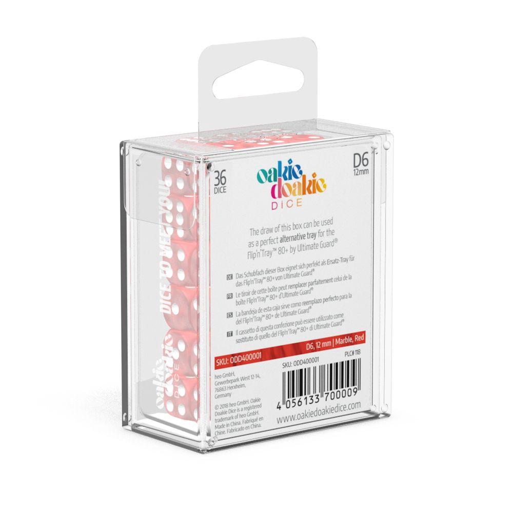 Oakie Doakie Dice D6 Dice 12 mm Marble - Red (36)