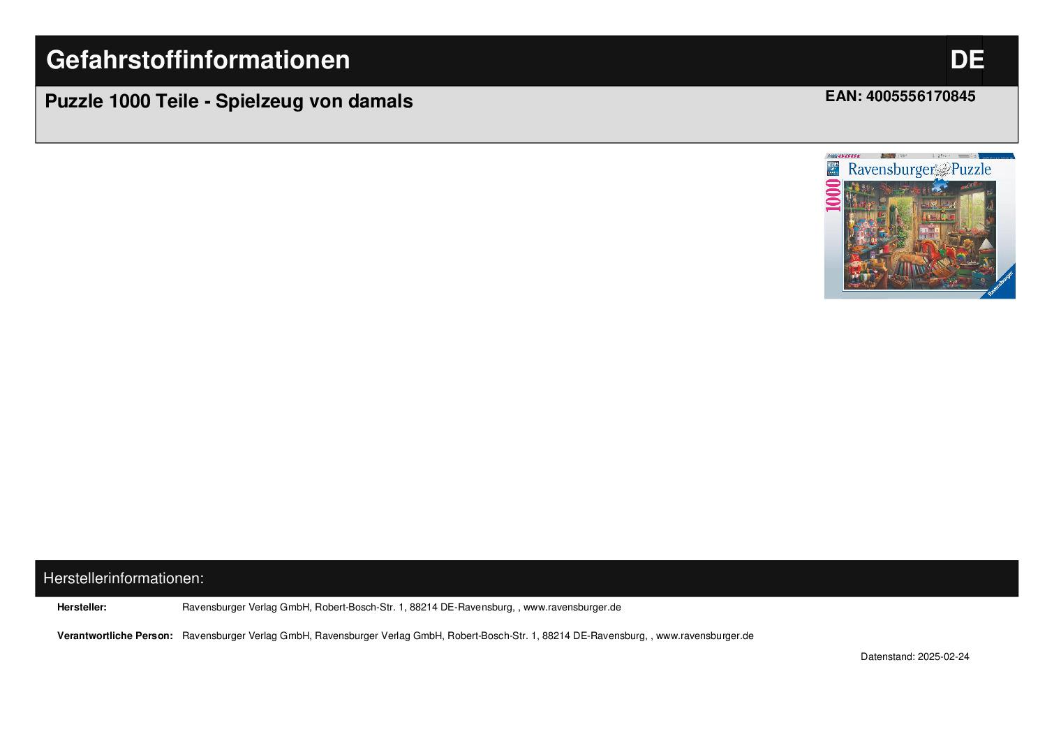 Puzzle 1000 Teile - Spielzeug von damals Puzzle 1000 Teile - Spielzeug von damals