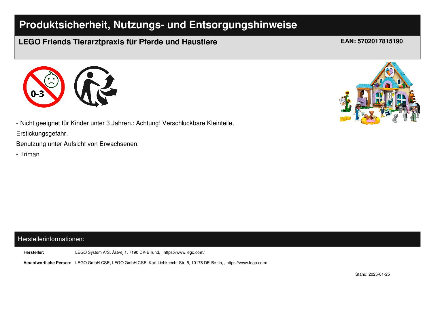 LEGO Friends Tierarztpraxis für Pferde und Haustiere LEGO Friends Tierarztpraxis für Pferde und Haustiere