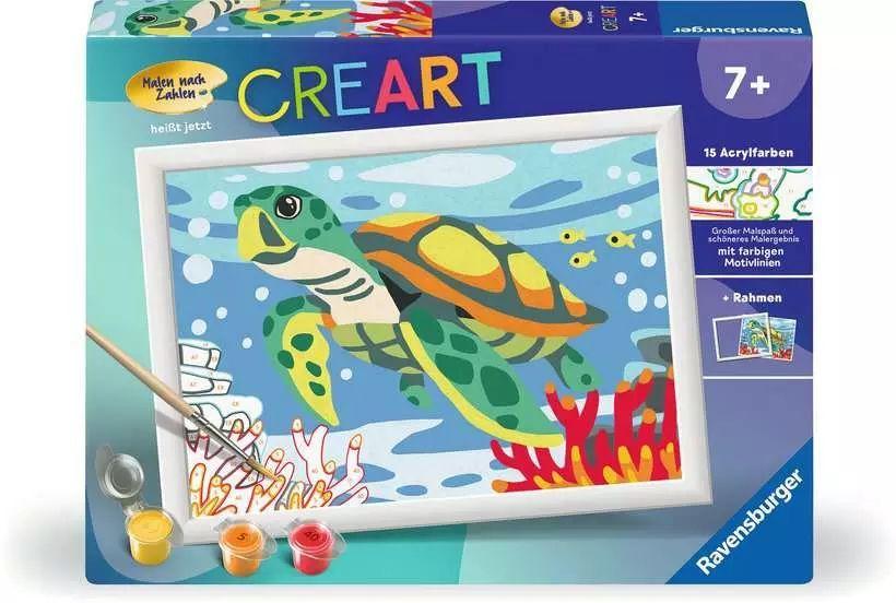 CreArt Meeresschildkröte - Malen nach Zahlen für Kinder ab 9 Jahren
