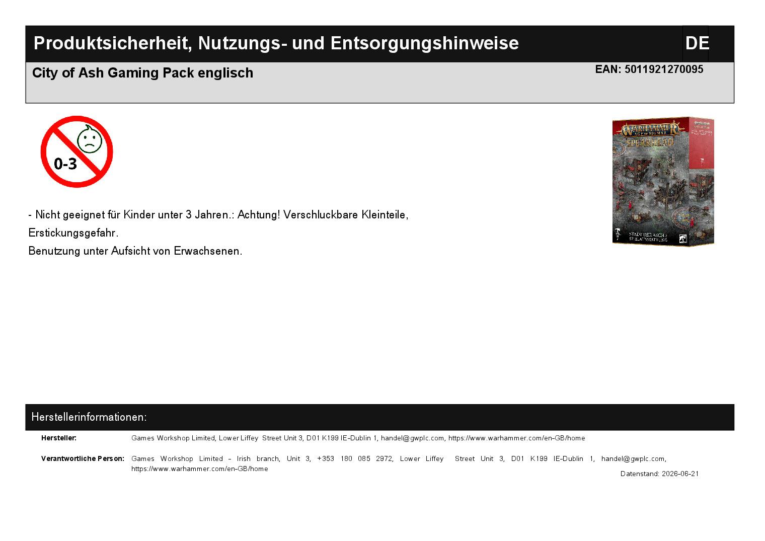 City of Ash Gaming Pack englisch