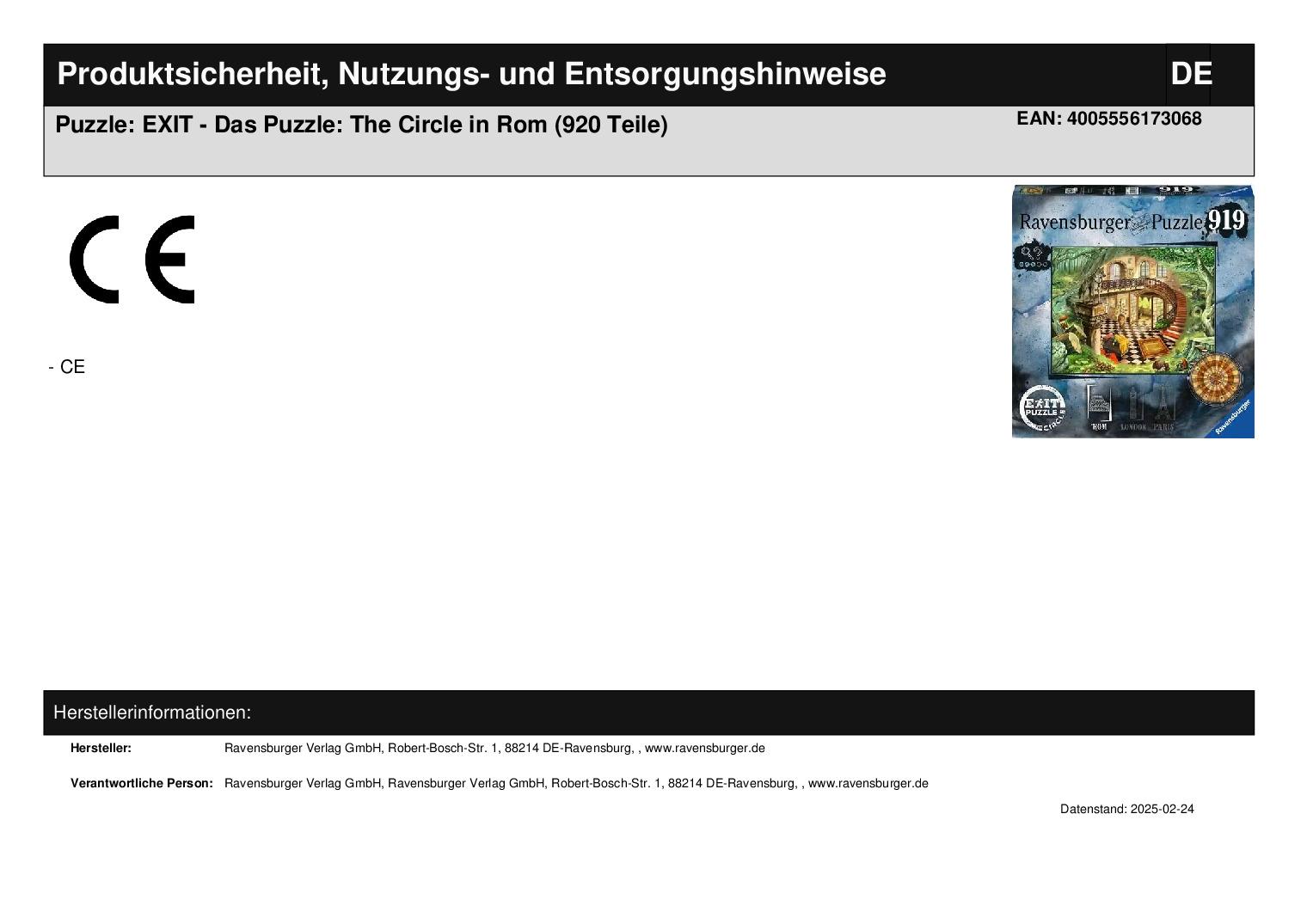 Puzzle: EXIT - Das Puzzle: The Circle in Rom (920 Teile)