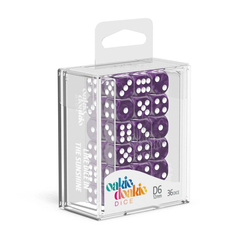Oakie Doakie Dice D6 Dice 12 mm Marble - Purple (36)