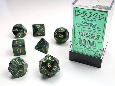 Chessex 7-er Mix Scarab: jade / gold