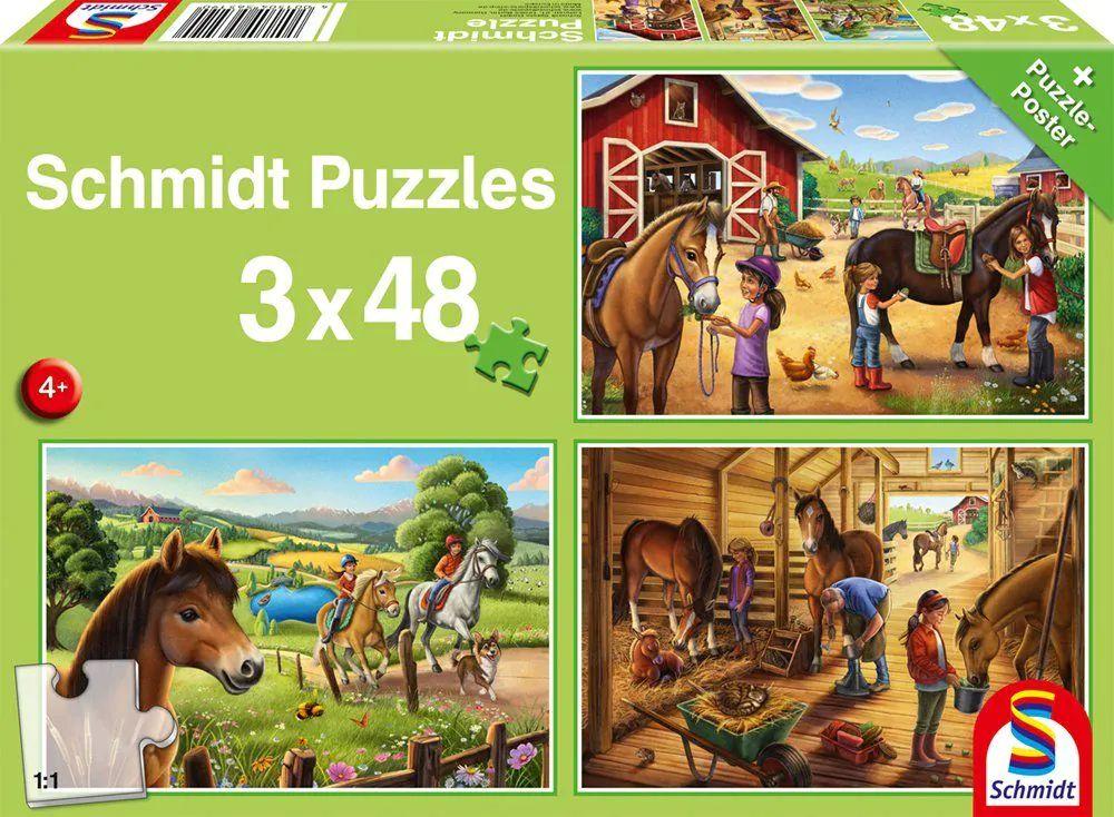 Meine Lieblingspferde, 3 x 48 Teile Kinderpuzzle