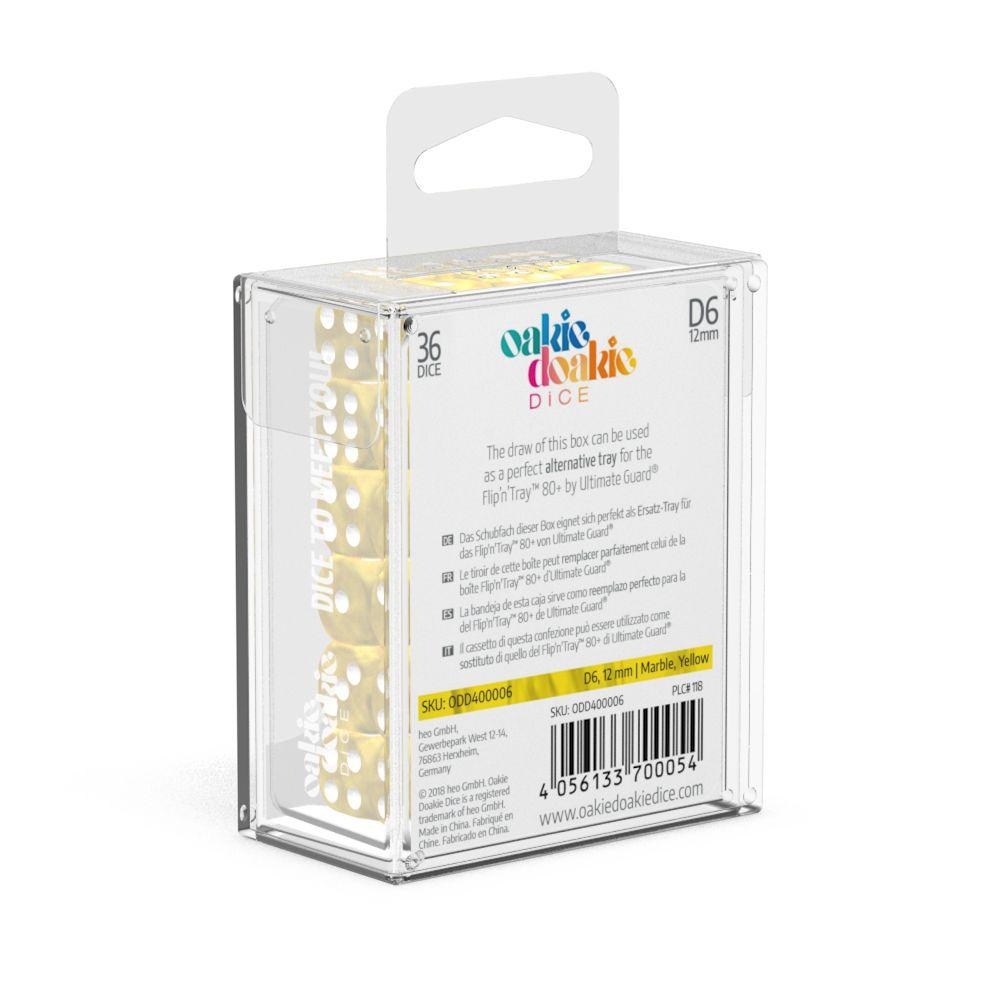 Oakie Doakie Dice D6 Dice 12 mm Marble - Yellow (36)