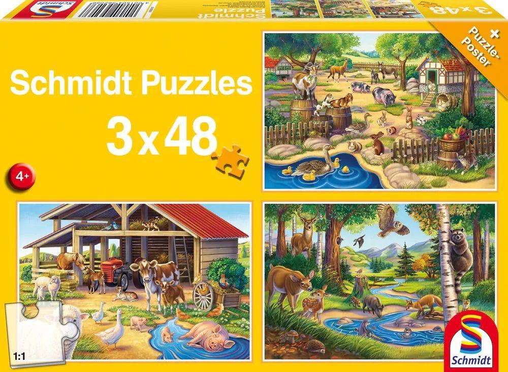 Puzzle: Alle meine Lieblingstiere  (3x48 Teile)