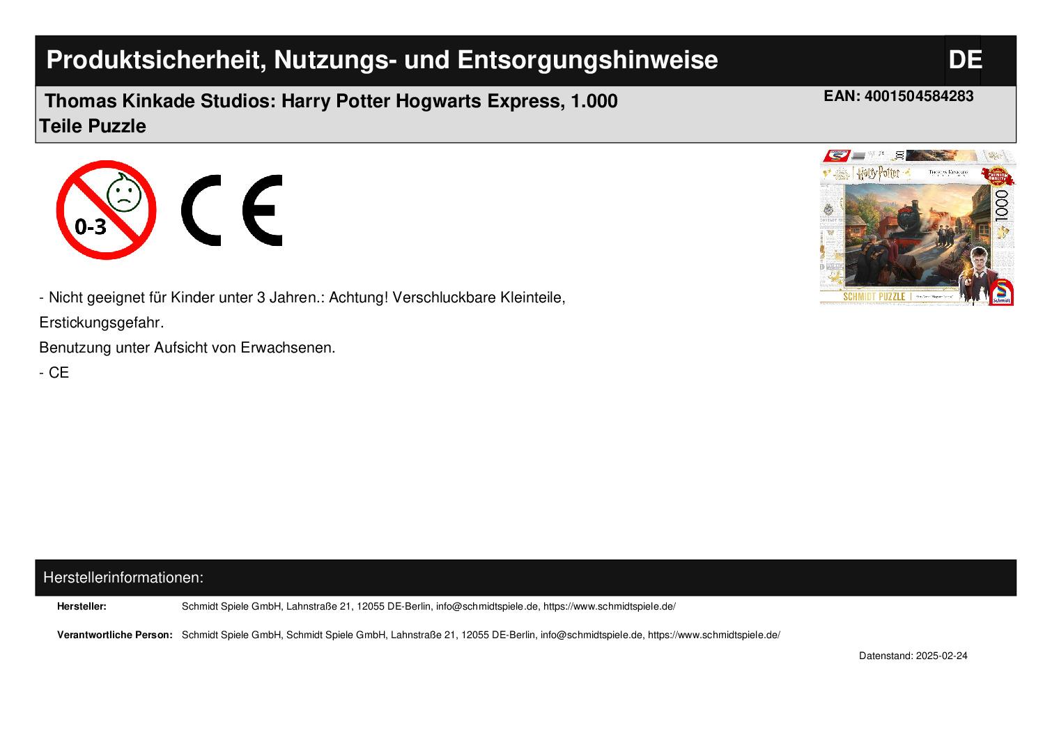 Thomas Kinkade Studios: Harry Potter Hogwarts Express, 1.000 Teile Puzzle