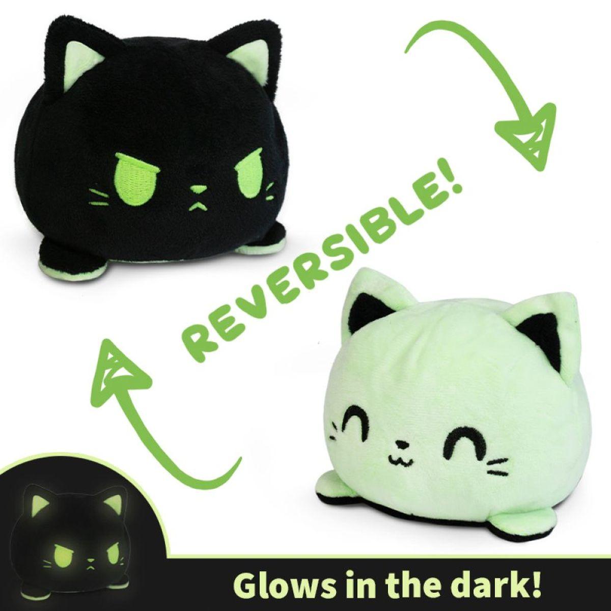 Reversible Cat Plushie [Happy + Angry] [Green (Glow) + Black]