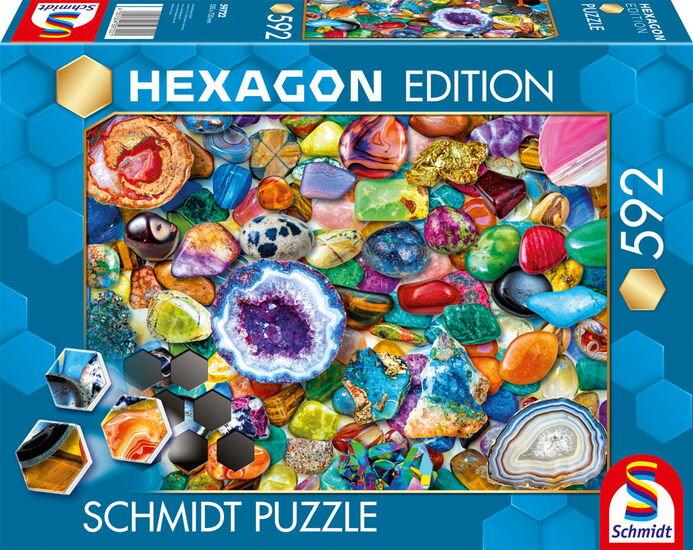 Hexagon-Puzzle 592 Teile: Edelstein-Potpourri