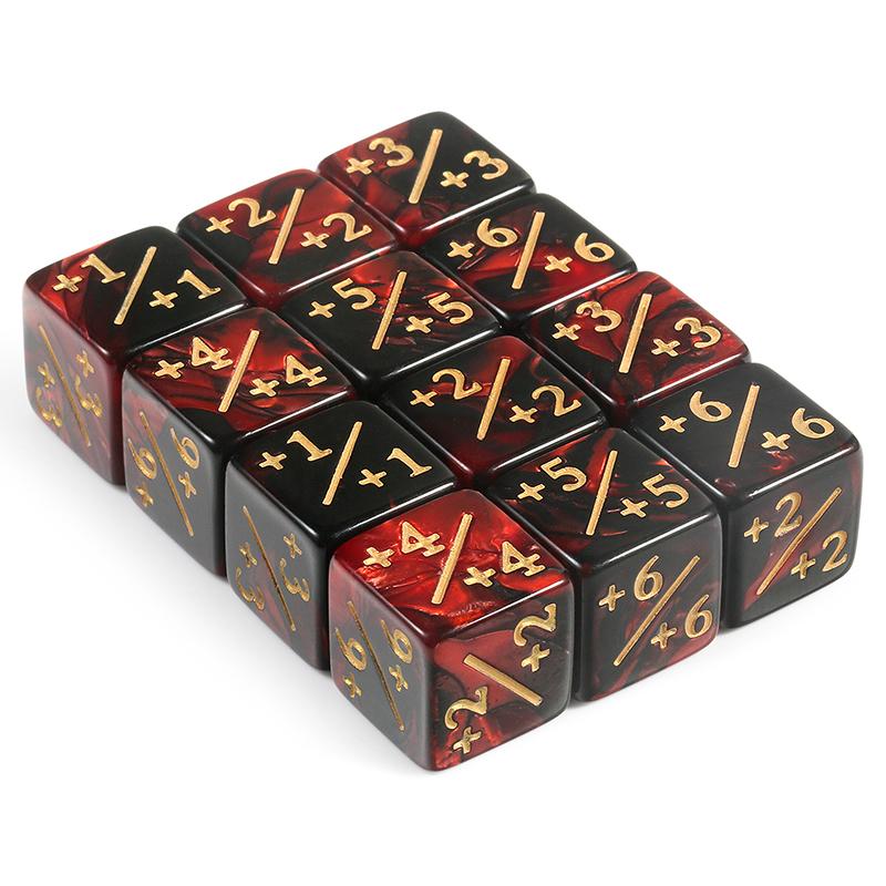 Positive/Negative Dice Counters Red (12)